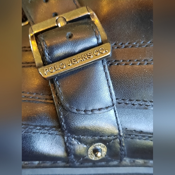 Ralph Lauren Polo Jeans Co. Mens Black Leather Biker Buckle Boots Size 11 D - Picture 8 of 10